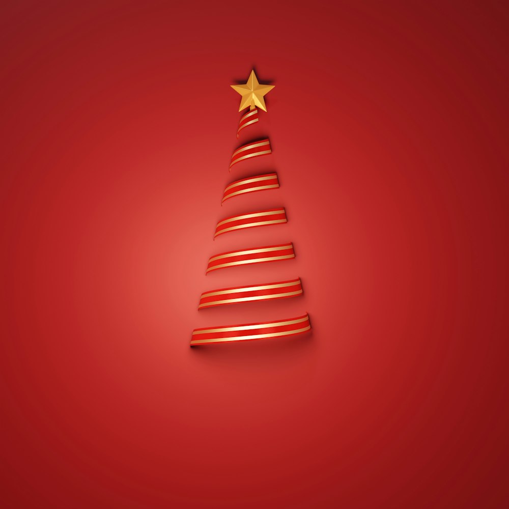a red and gold christmas tree