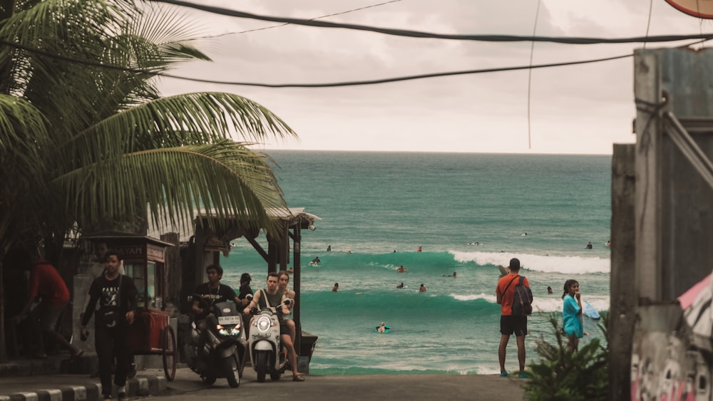 people walking on a beach