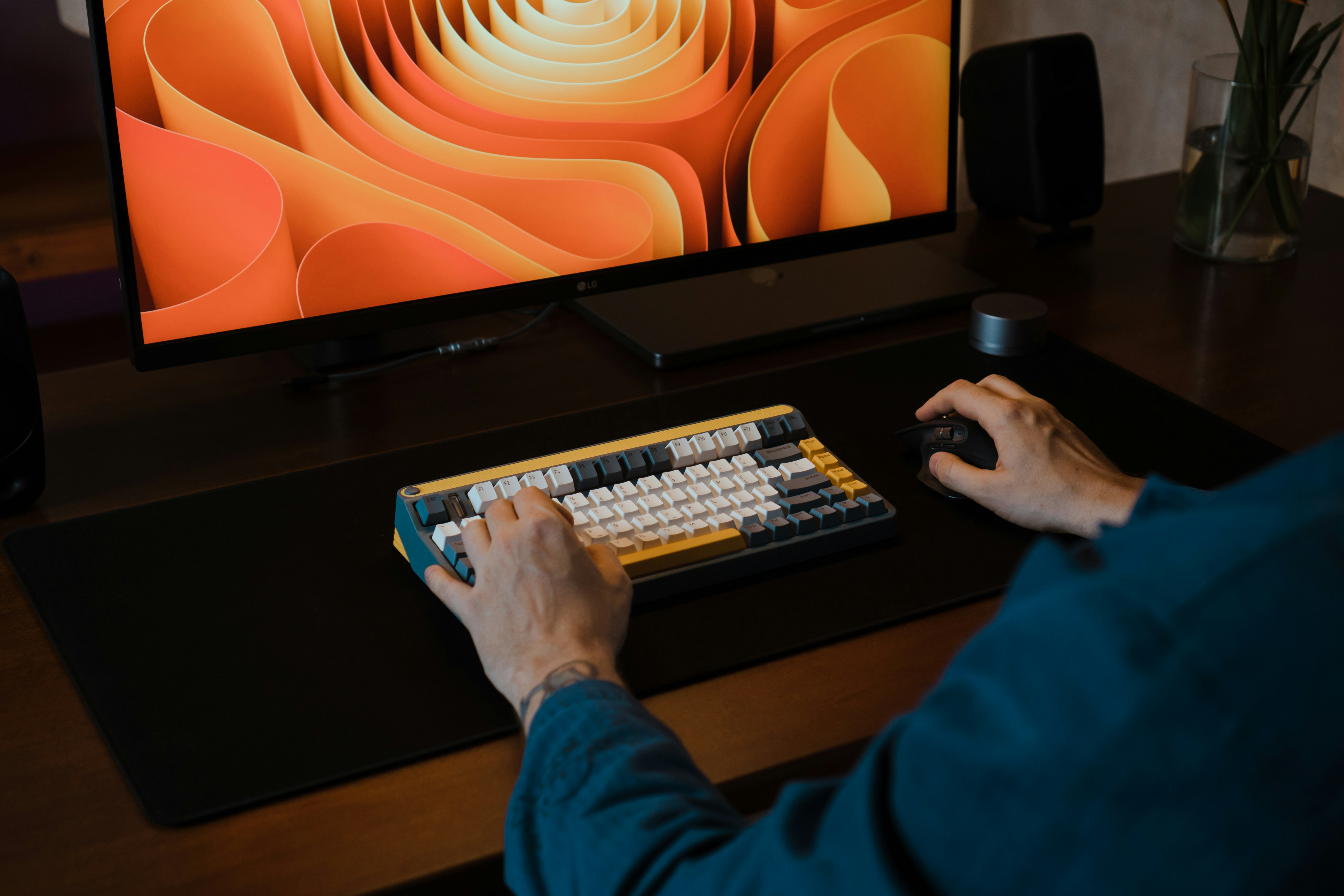 Person playing keyboard