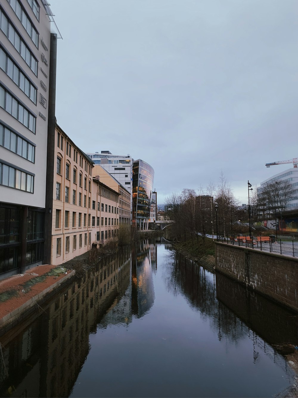 a canal between buildings