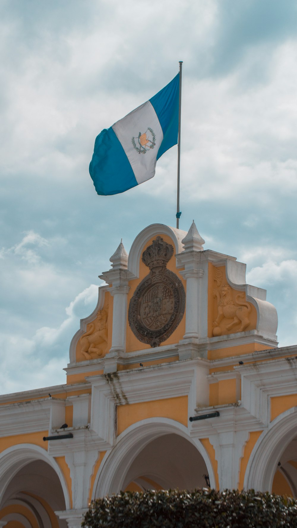 a flag on a building