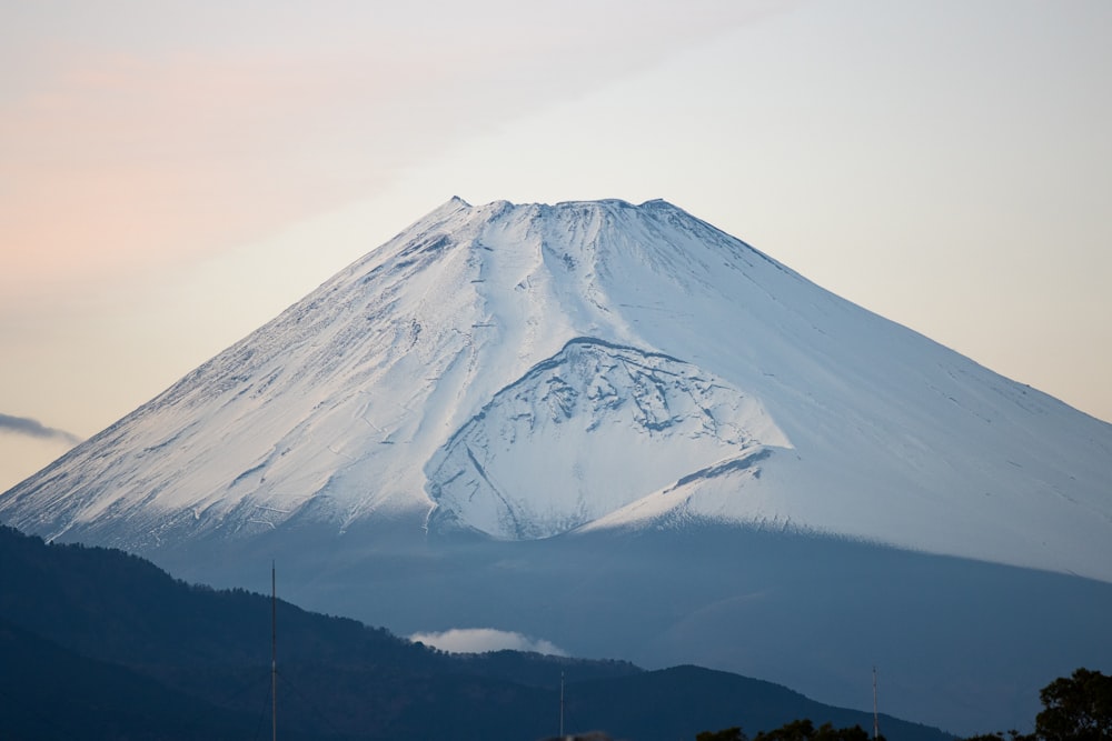 a mountain with snow