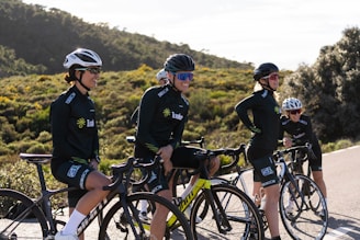 a group of people on bicycles