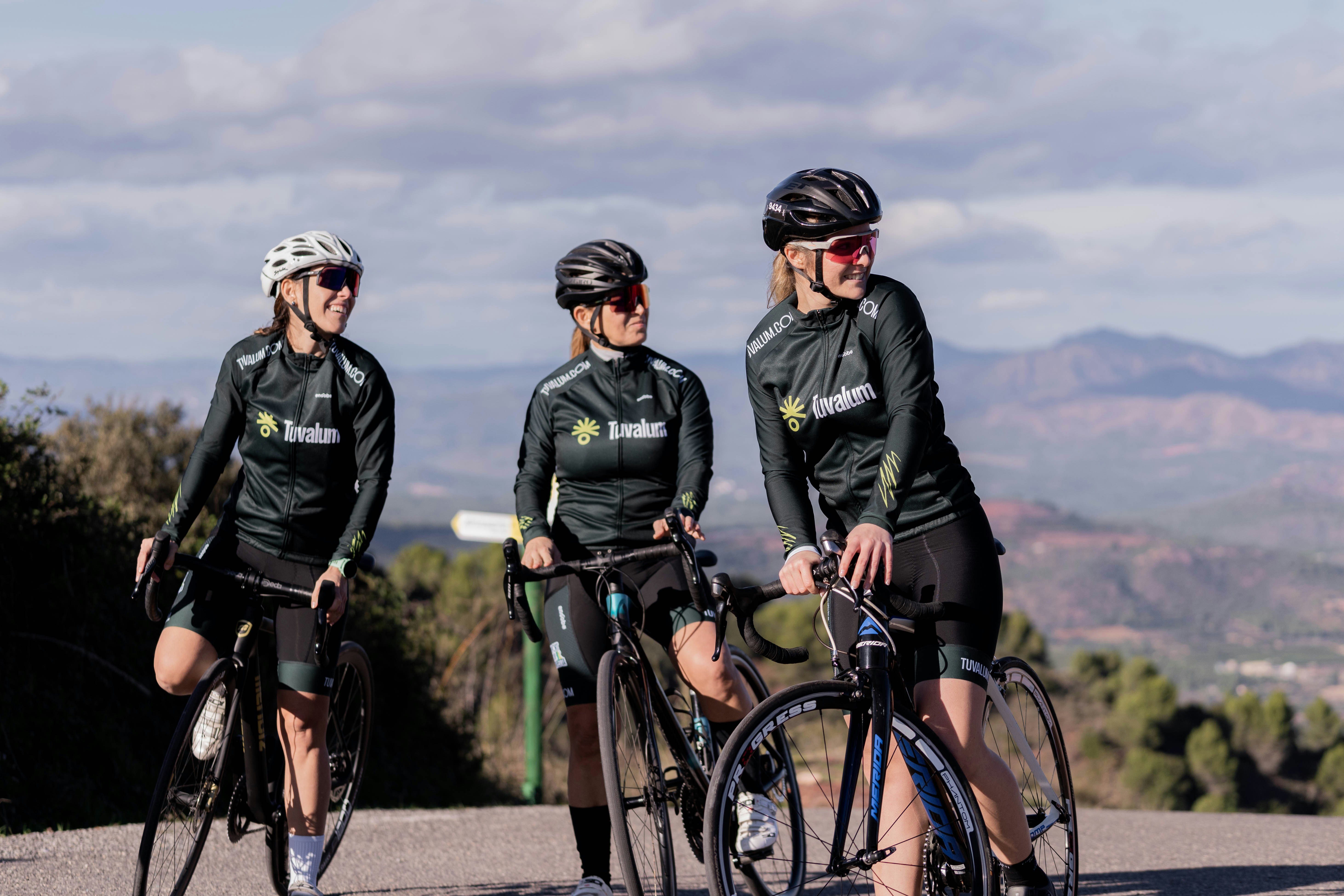 a group of people on bicycles