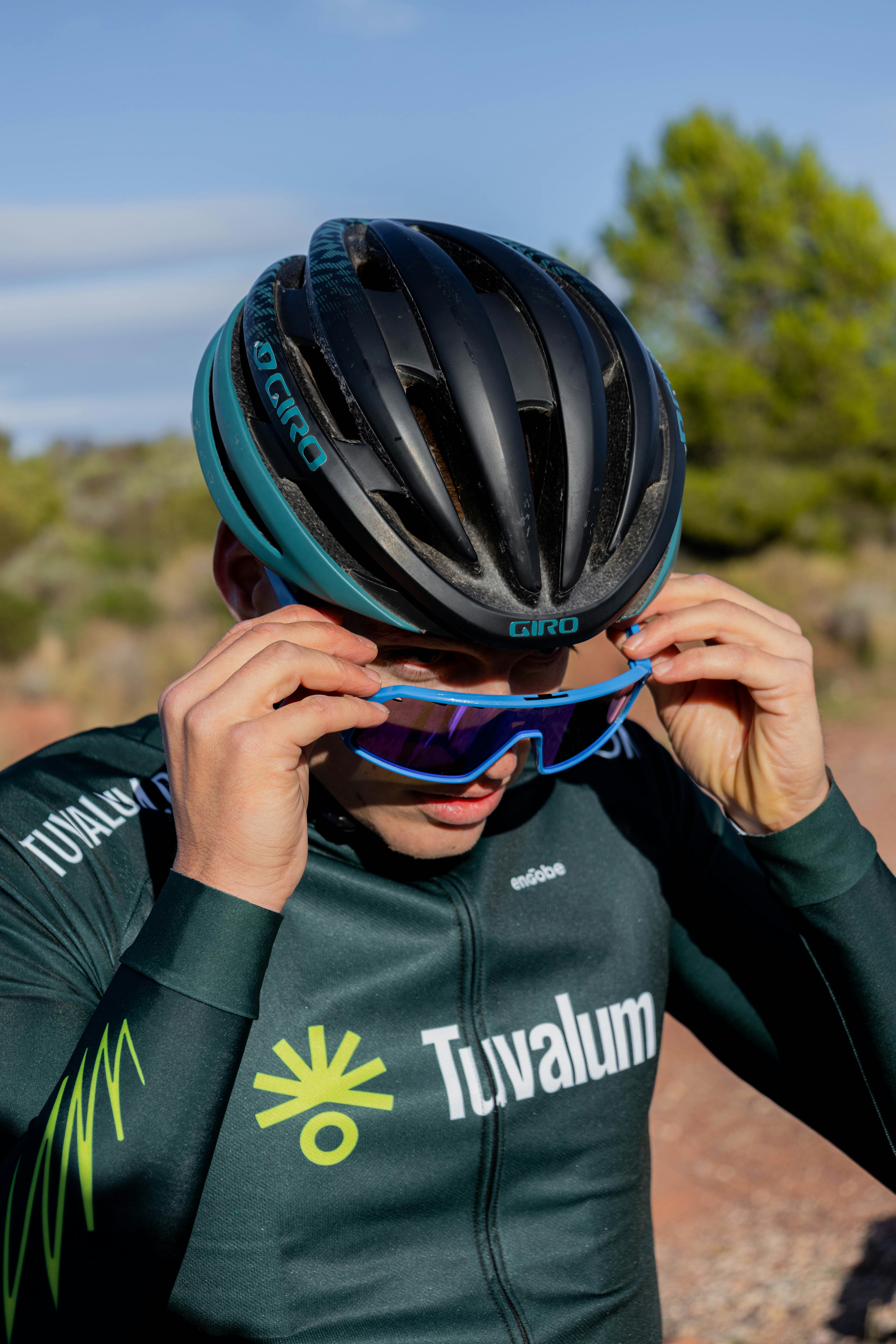 a person wearing a helmet