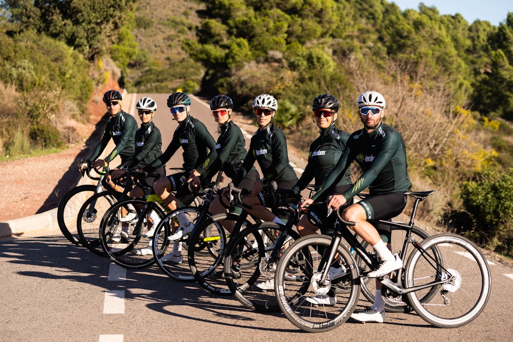 a group of people on bicycles