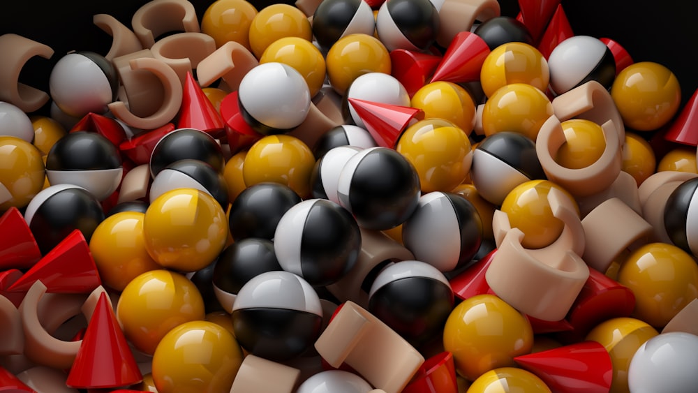 a pile of colorful balls