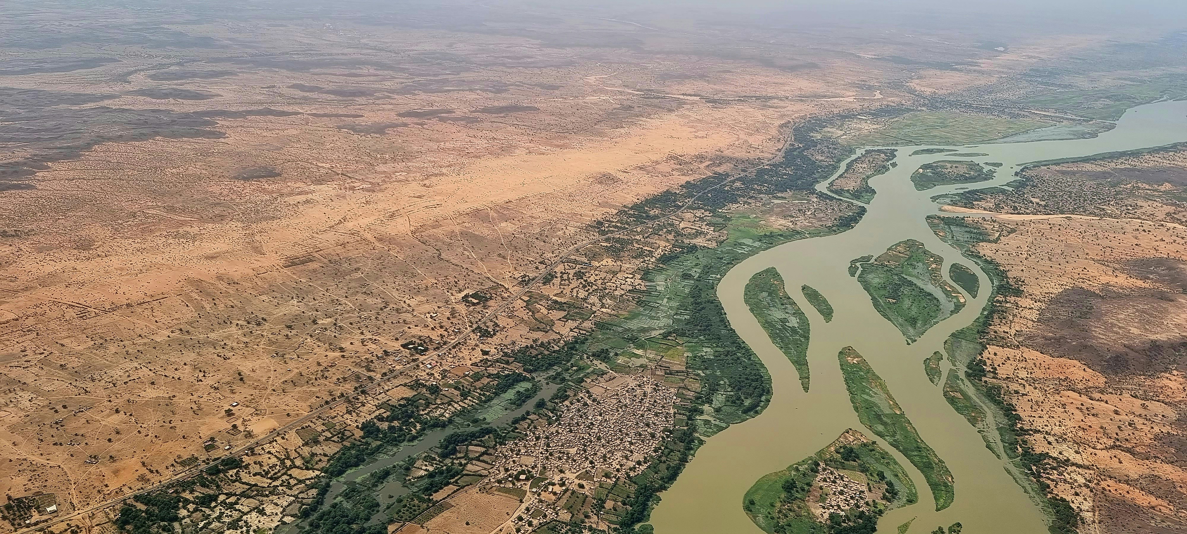 a large area of land with roads