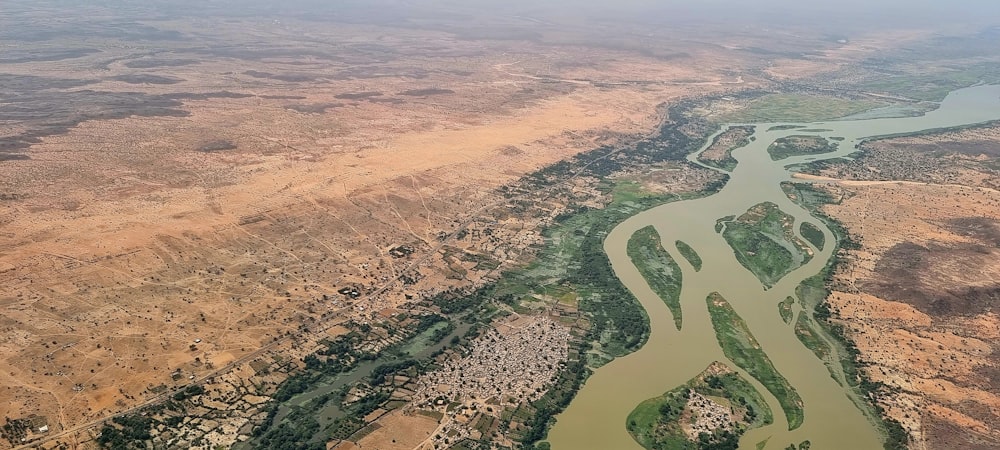 a large area of land with roads