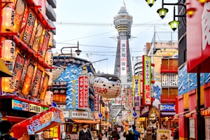 a city street with many signs