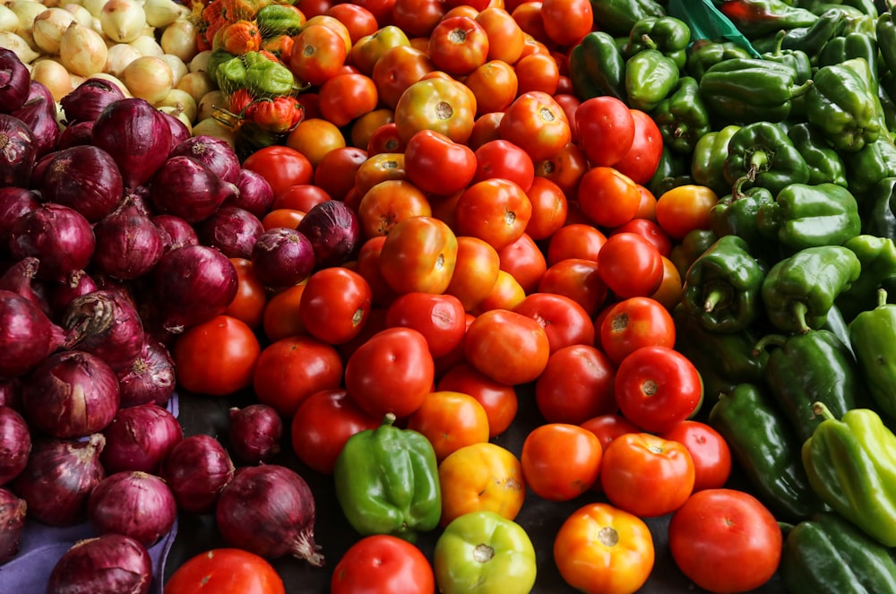 a pile of colorful peppers