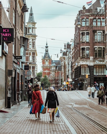 people walking on a street
