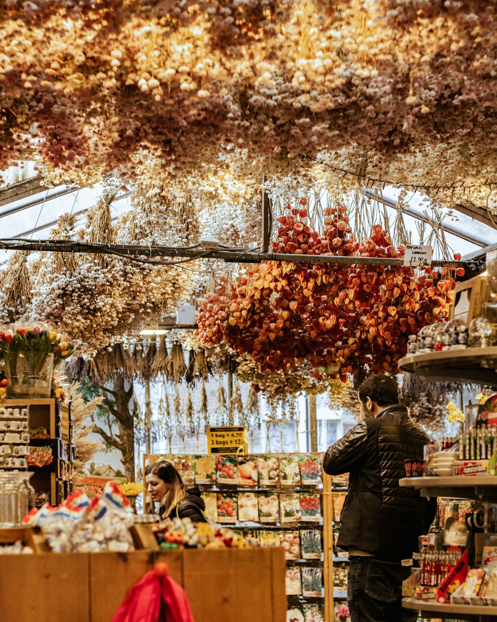 a man and woman in a market