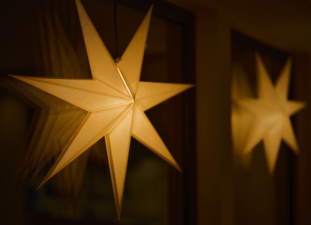 a paper star on a wall