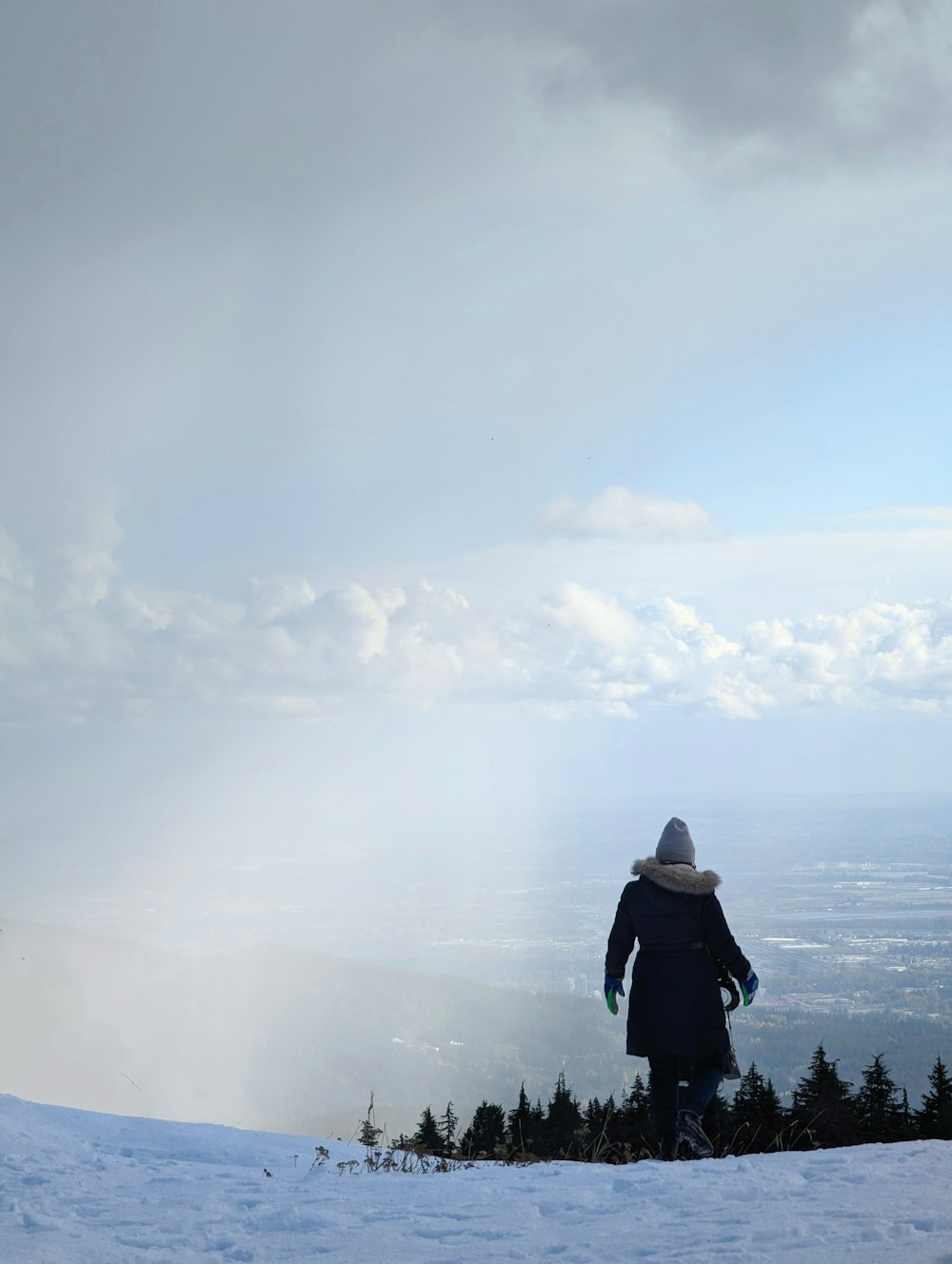 a person standing in the snow