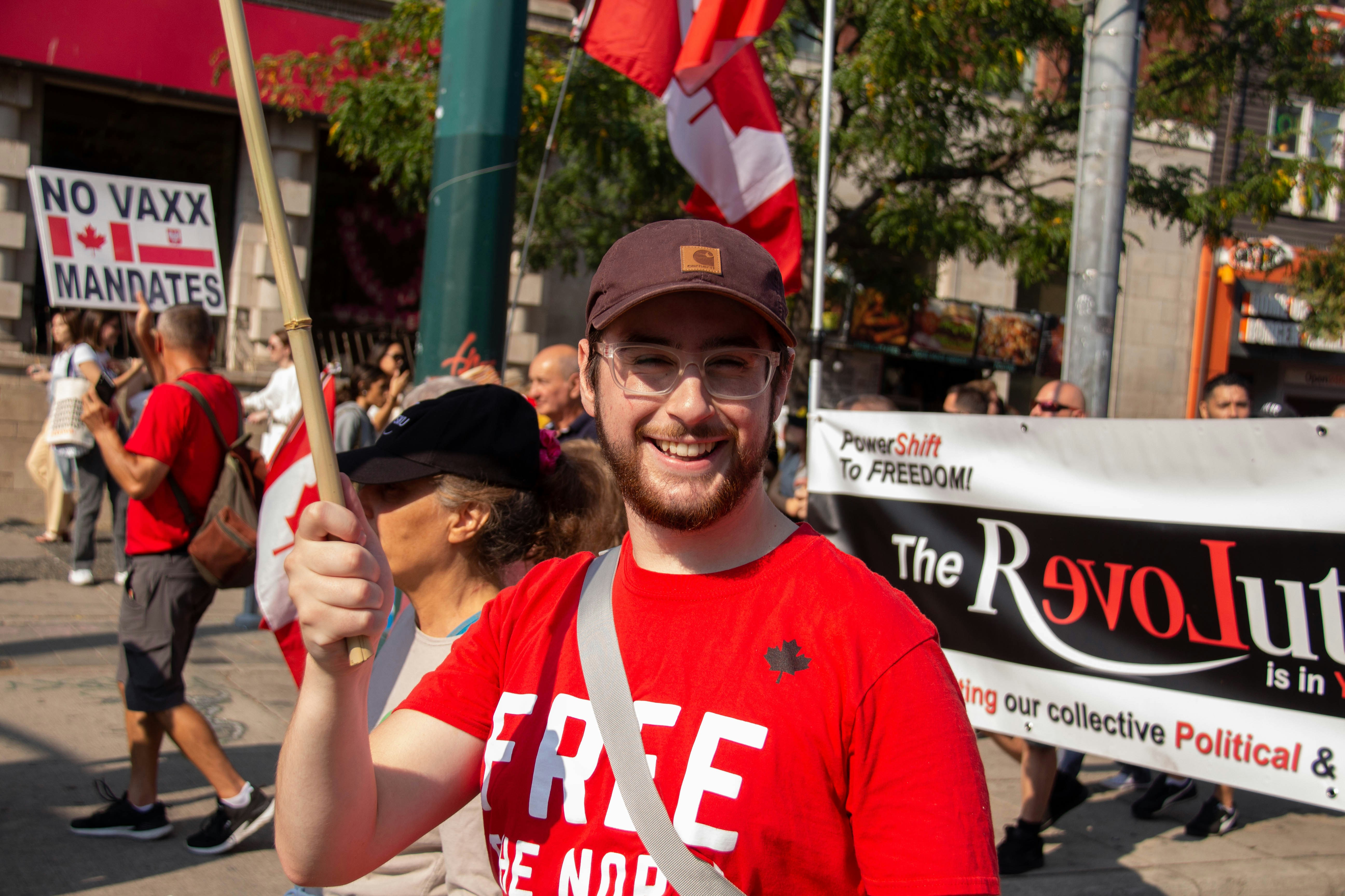 a man holding a flag