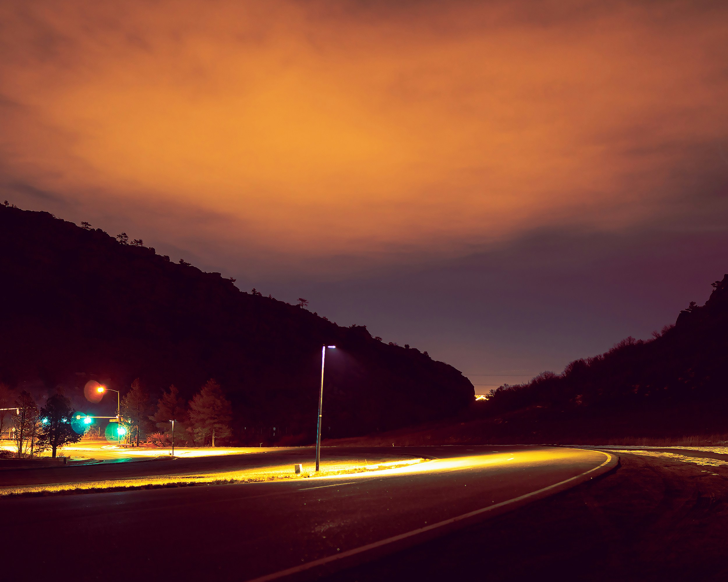 a road with lights on it