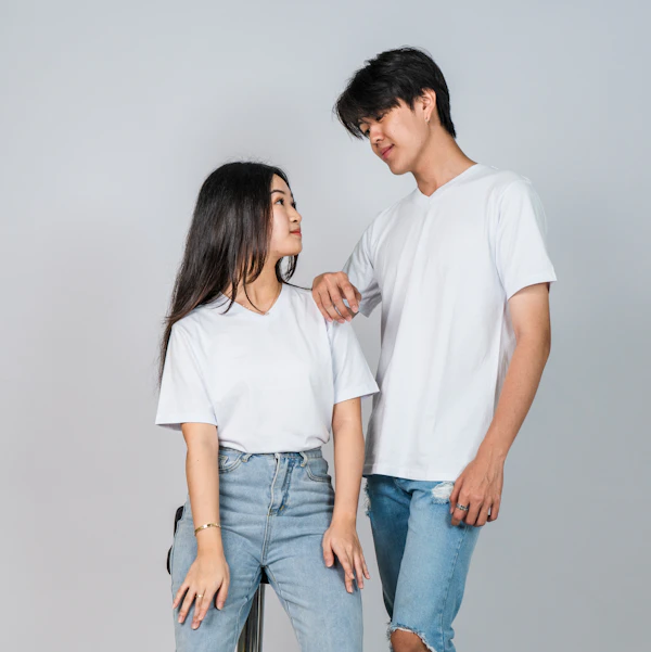 Matching couple tees for anniversaries and trips
