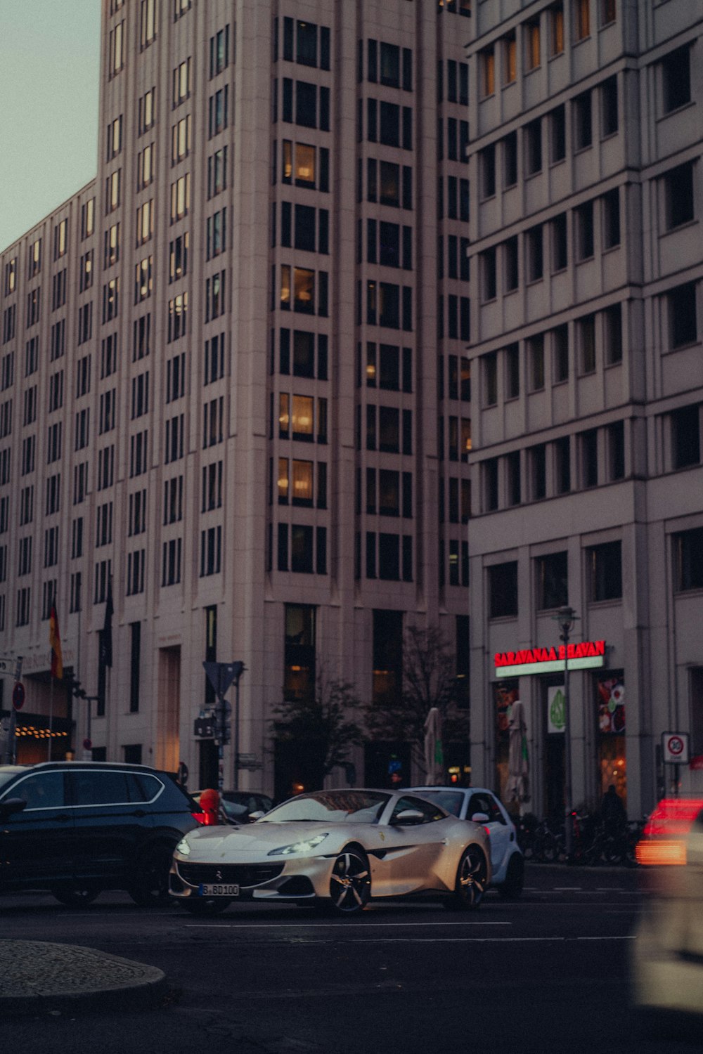 a car parked in front of a building