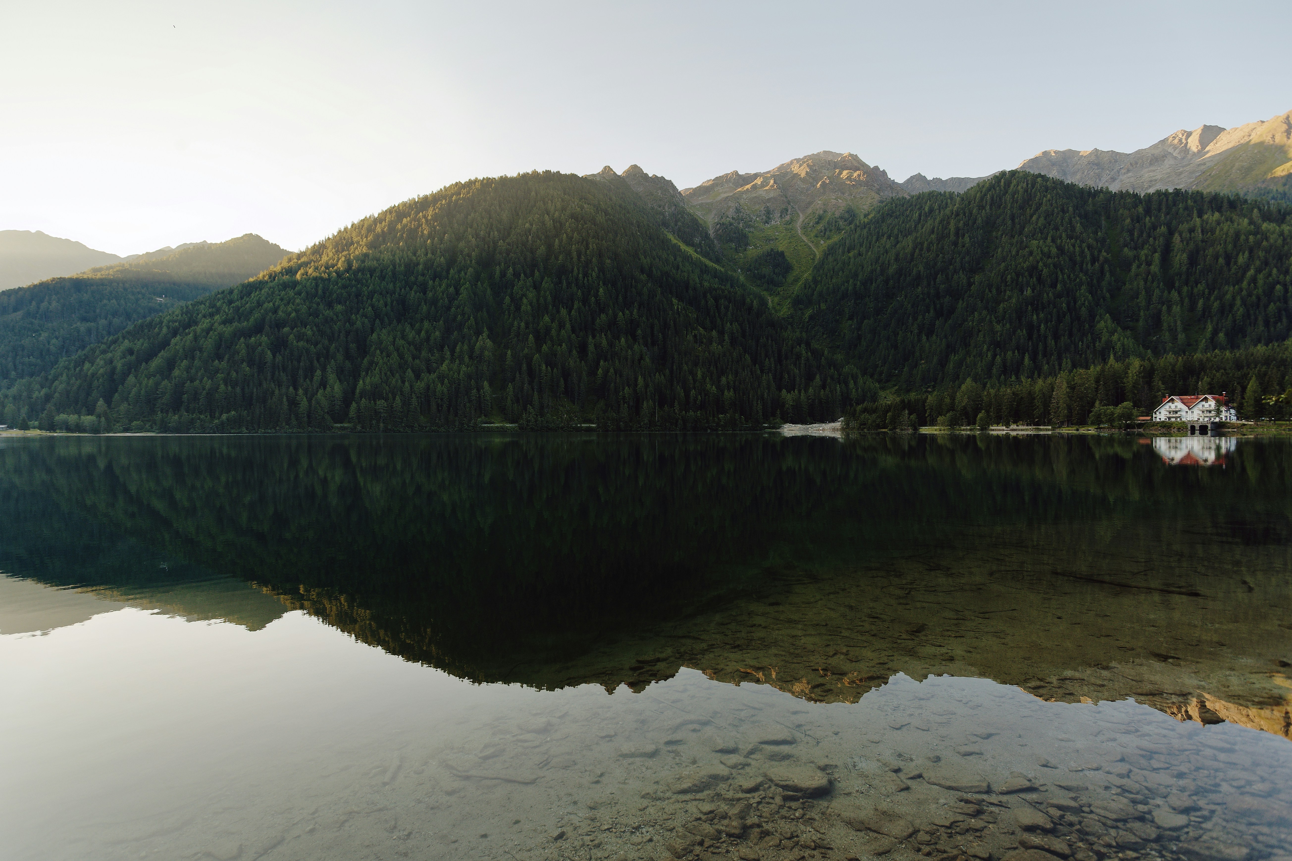 a lake with a mountain in the background