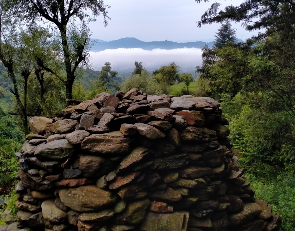 a large pile of rocks