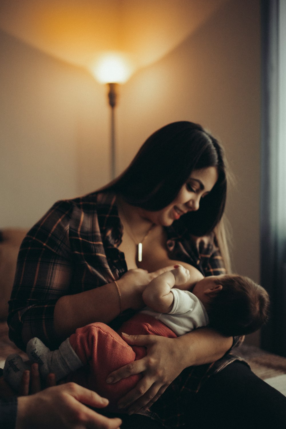 a person holding a baby