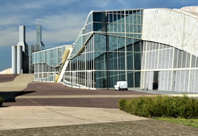 a building with glass walls