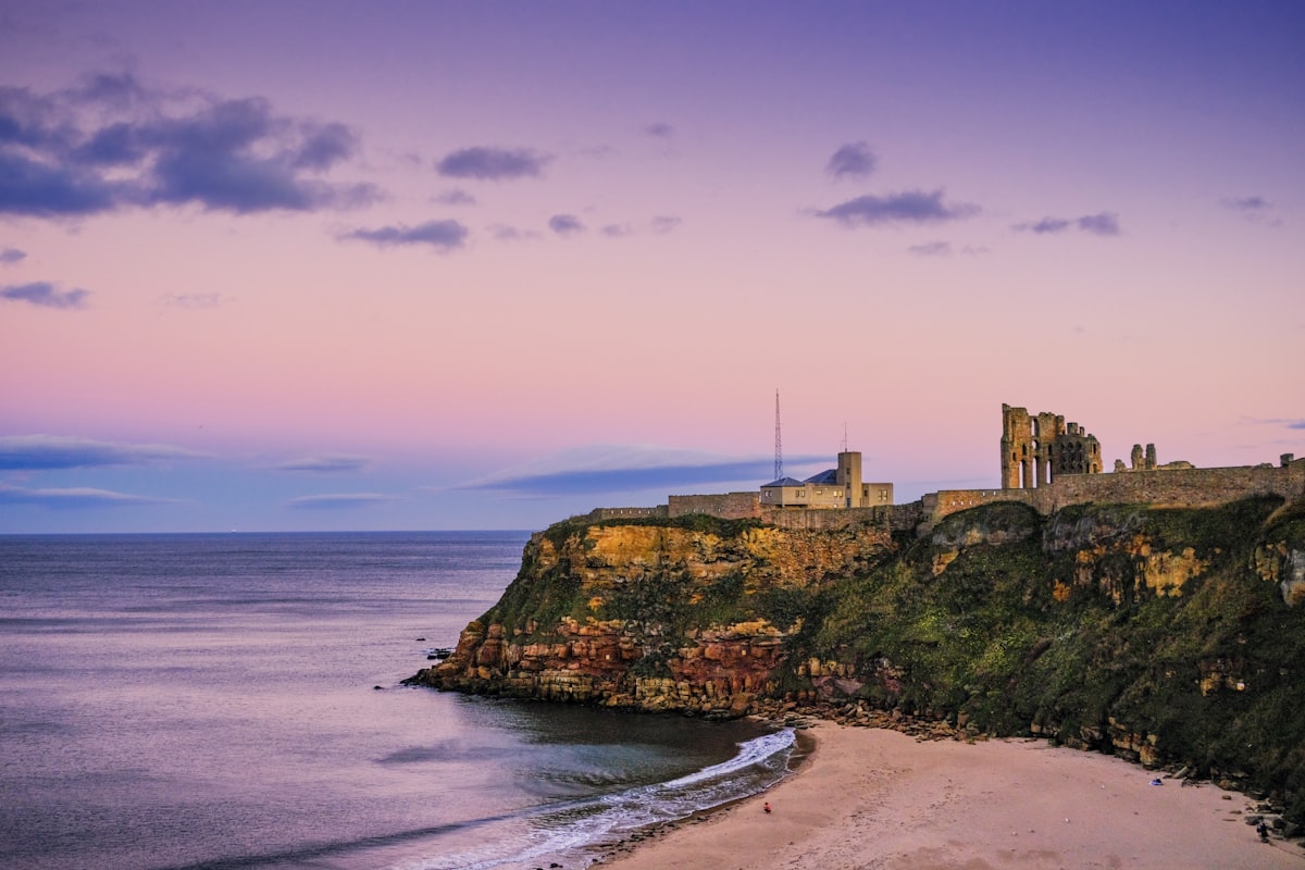 Tynemouth Priory and the North Sea coast in North Tyneside