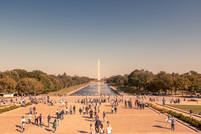 Visitors walking the National Mall in Washington, DC