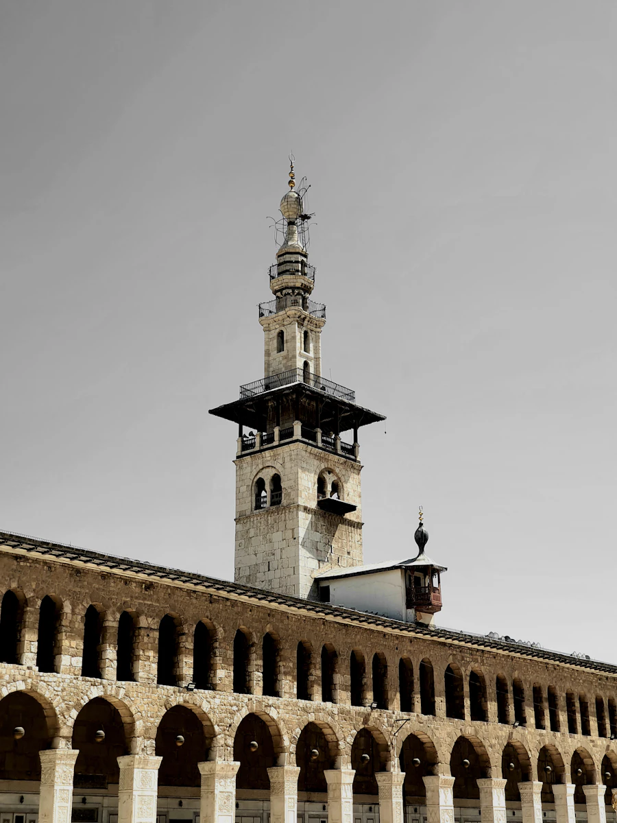 The Umayyad Mosque, a historic landmark in Damascus, Syria
