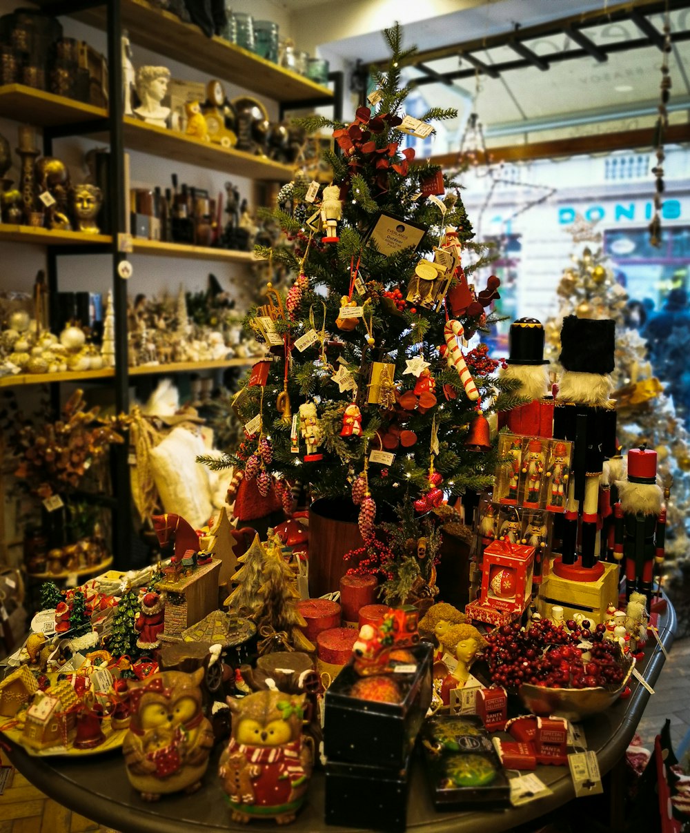 a christmas tree in a store