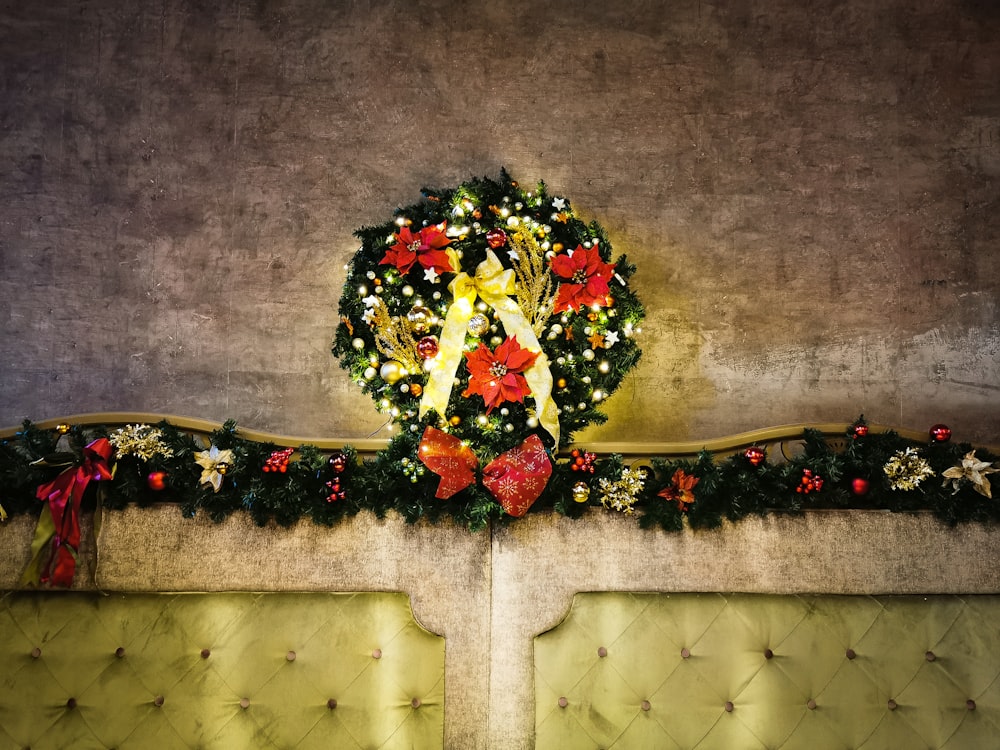 a wreath on a wall