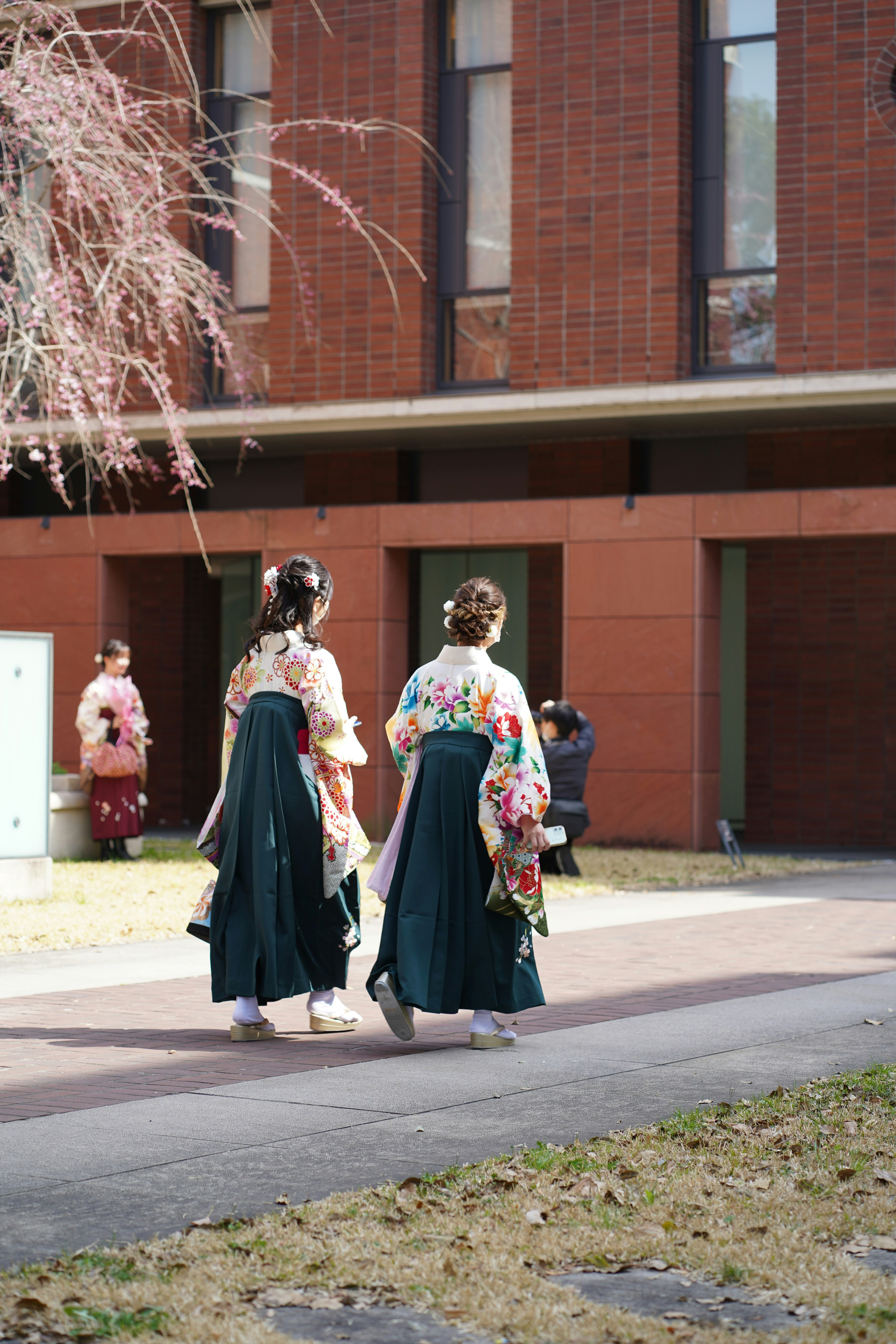 Silk Furisode Kimono in crimson with gold accents
