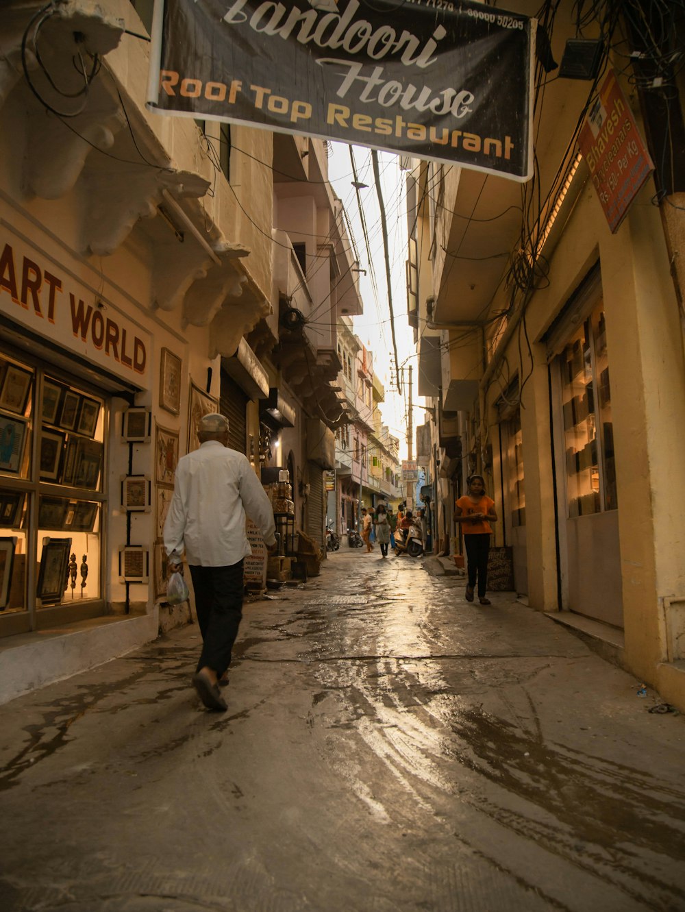 a person walking down a street