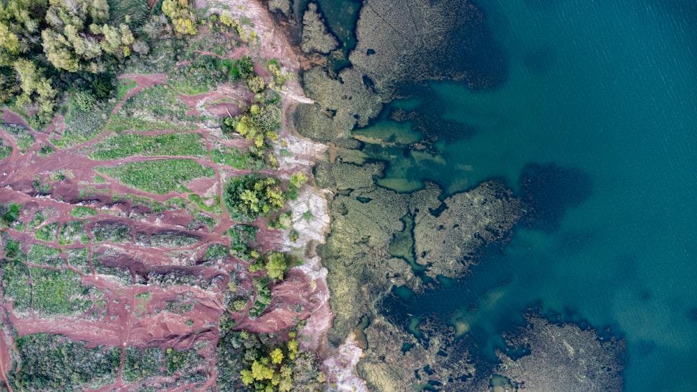 uma vista de uma área rochosa