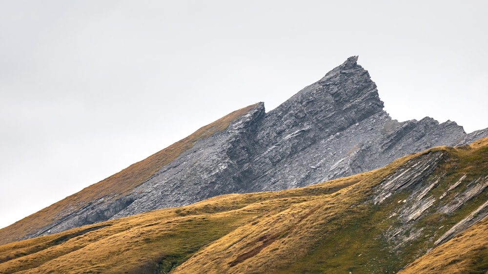 a mountain with snow