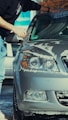 a person washing a car