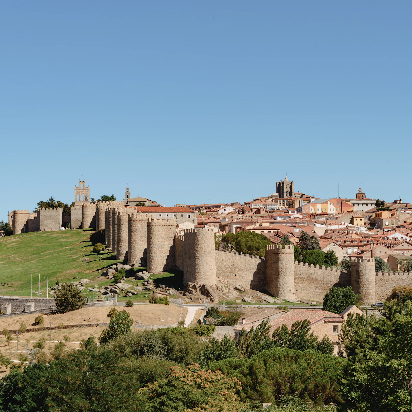 View of Ávila, Spain with its medieval walls and buildings