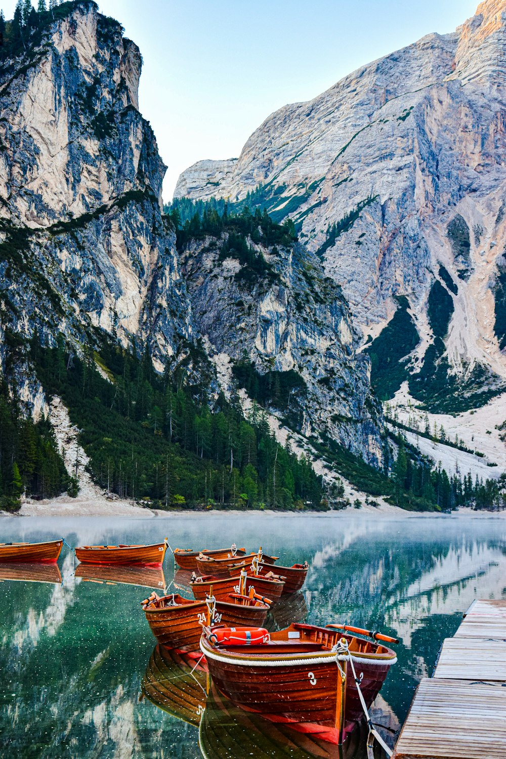 a group of boats on a river
