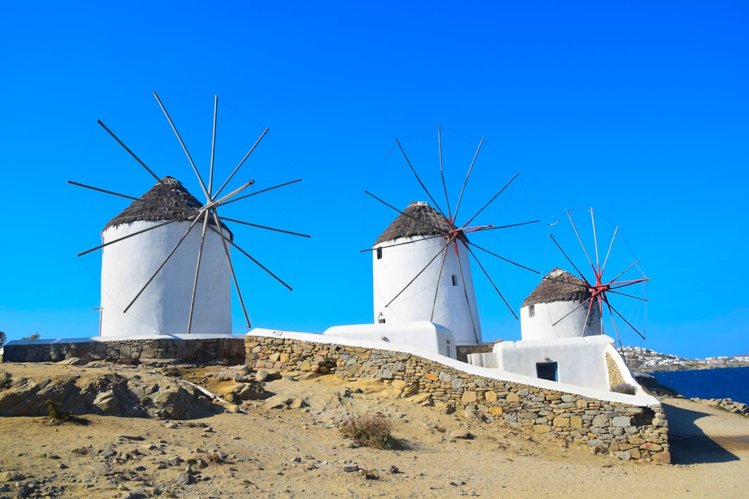 Mykonos - Mykonos windmills above Chora in Mykonos