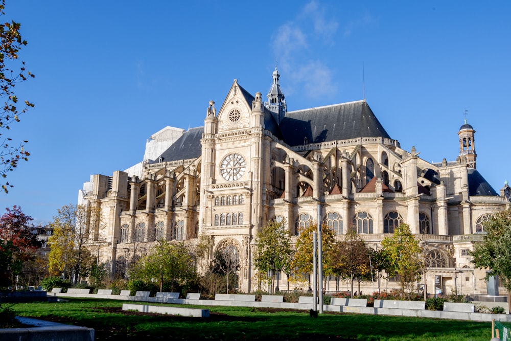 a large building with a clock tower