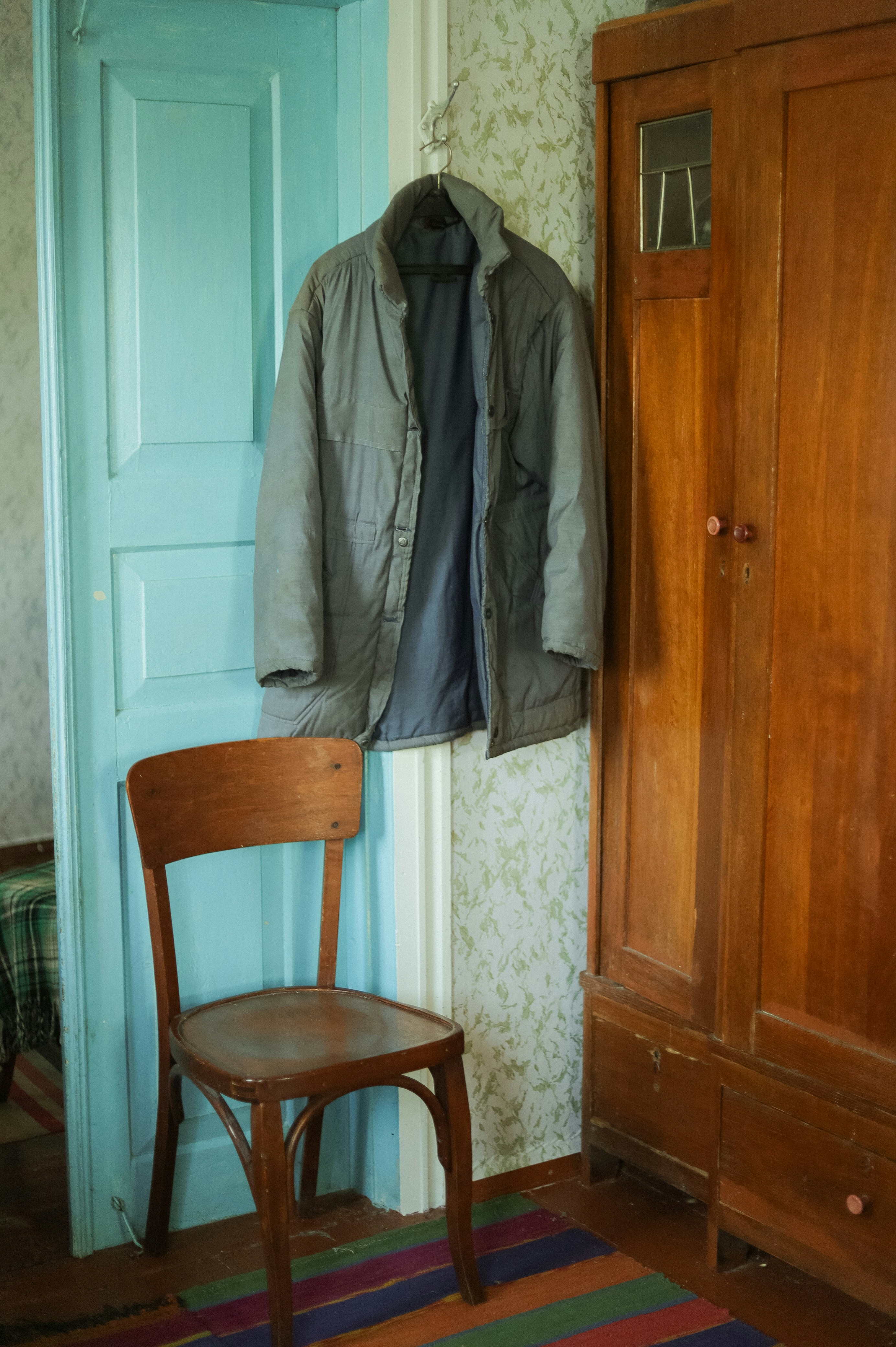 a coat on a door