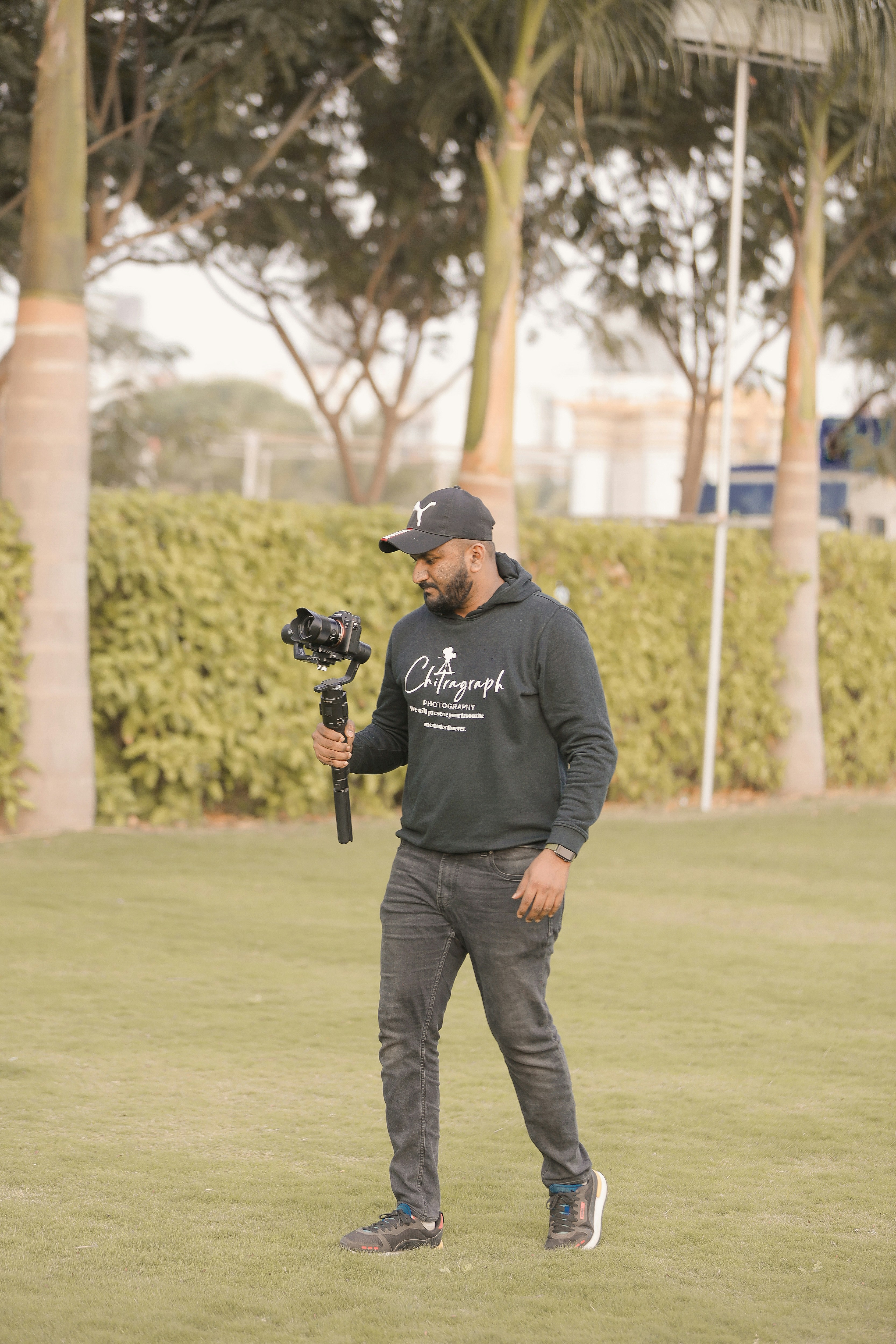 a man holding a camera