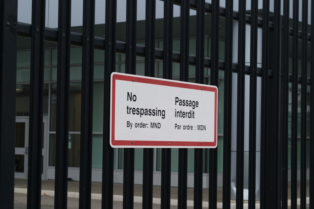 a sign on a gate