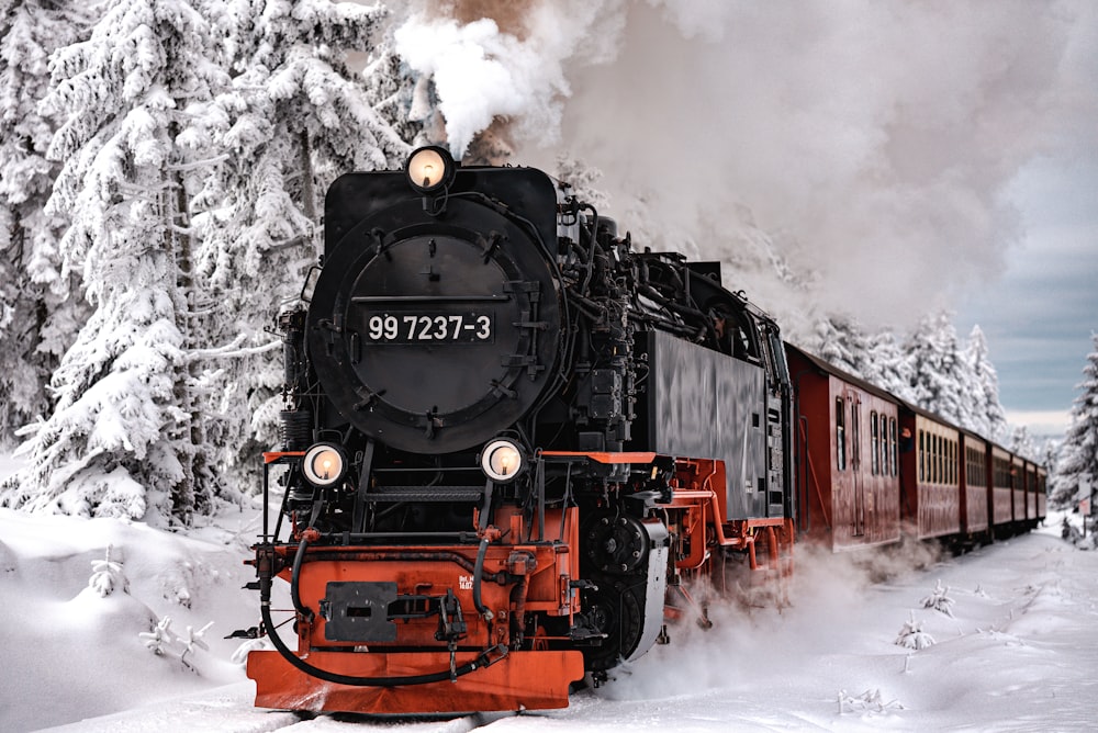 Ein Zug auf dem Schnee