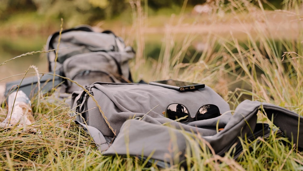 a pair of sunglasses on a bag