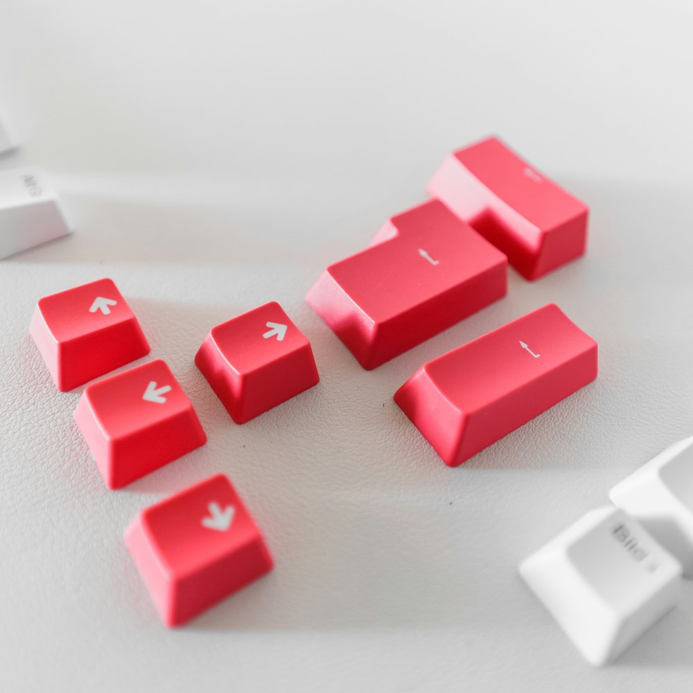 a group of red and white blocks