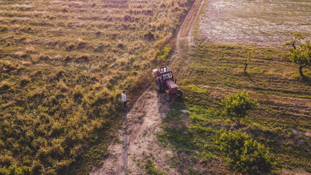 a tractor on a dirt road