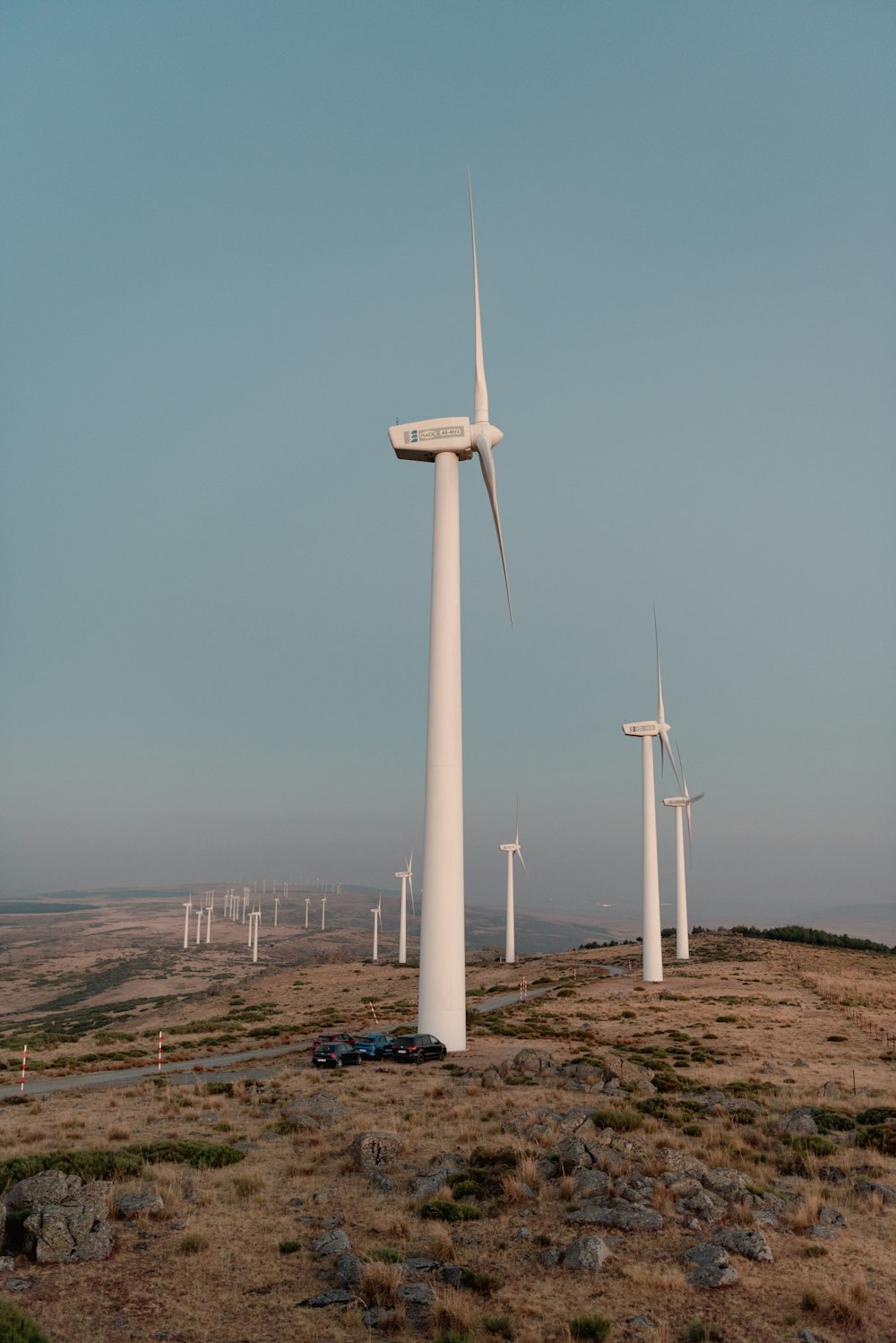 a group of wind turbines