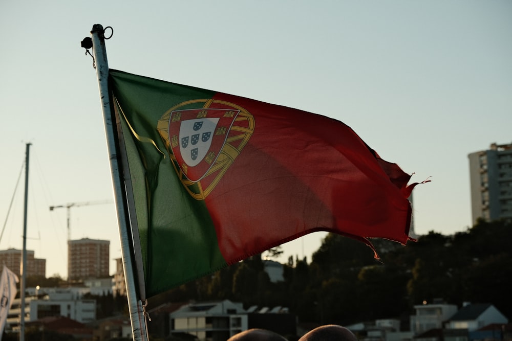 a flag flying in the air